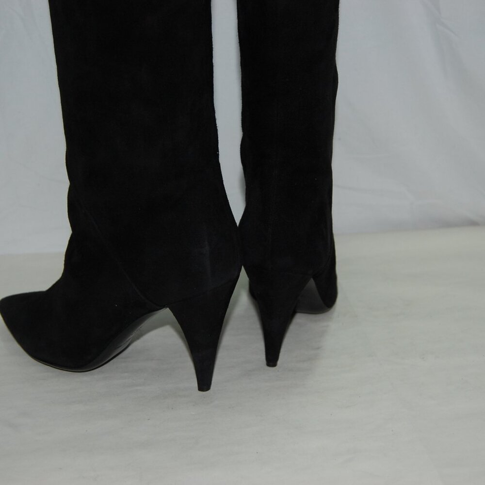 39/8.5❤️SAINT LAURENT NIKI Black Leather Over Knee Thigh HIGH Heels BOOTS ITALY - Picture 13 of 16
